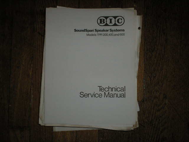 TPR 200 400 600 Speaker Service Manual
Soundspan Speaker System Manual