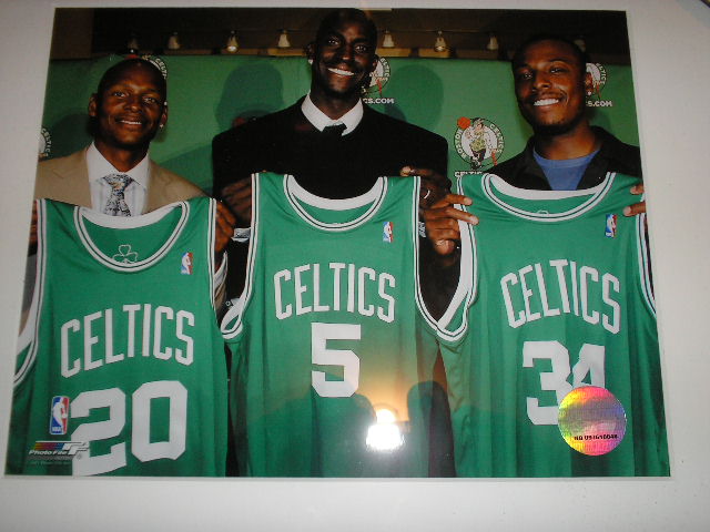BOSTON CELTICS ALLEN GARNETT PIERCE FRAMED PHOTO 2 .. Frame Size is 12 1/2