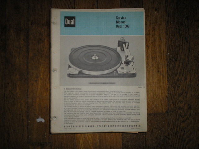 1009 TURNTABLE Service Manual