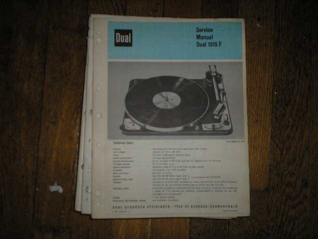 1015F TURNTABLE Service Manual