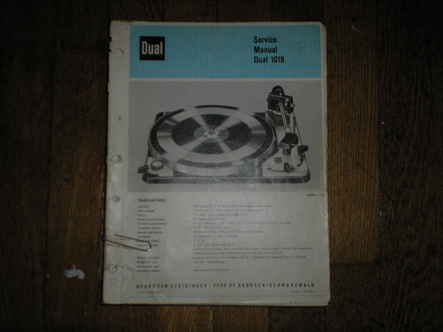 1019 TURNTABLE Service Manual