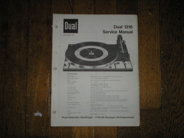 1216 TURNTABLE Service Manual