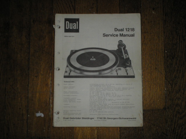 1218 TURNTABLE Service Manual