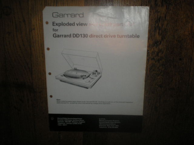  DD130 Turntable Exploded View and Parts Manual