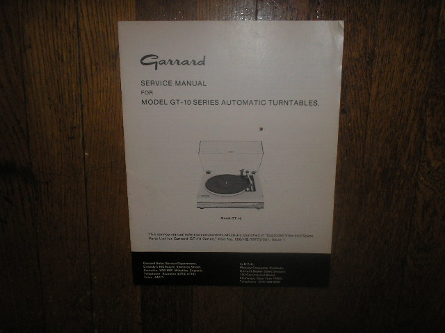  GT-10 Turntable Service Manual