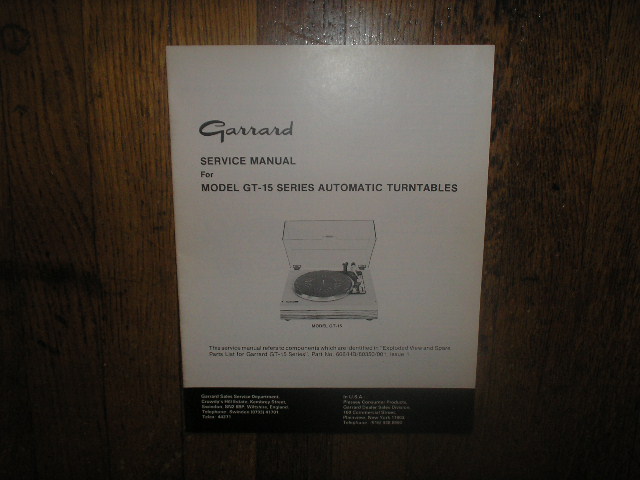 GT-15 Turntable Service Manual