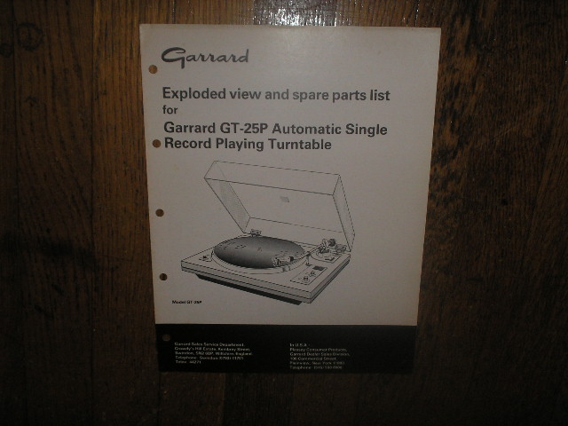   GT-25P Turntable Exploded  View and Parts Manual