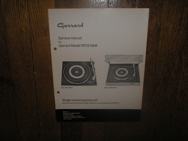  SP25 Mk III 3 Turntable Service Manual 
