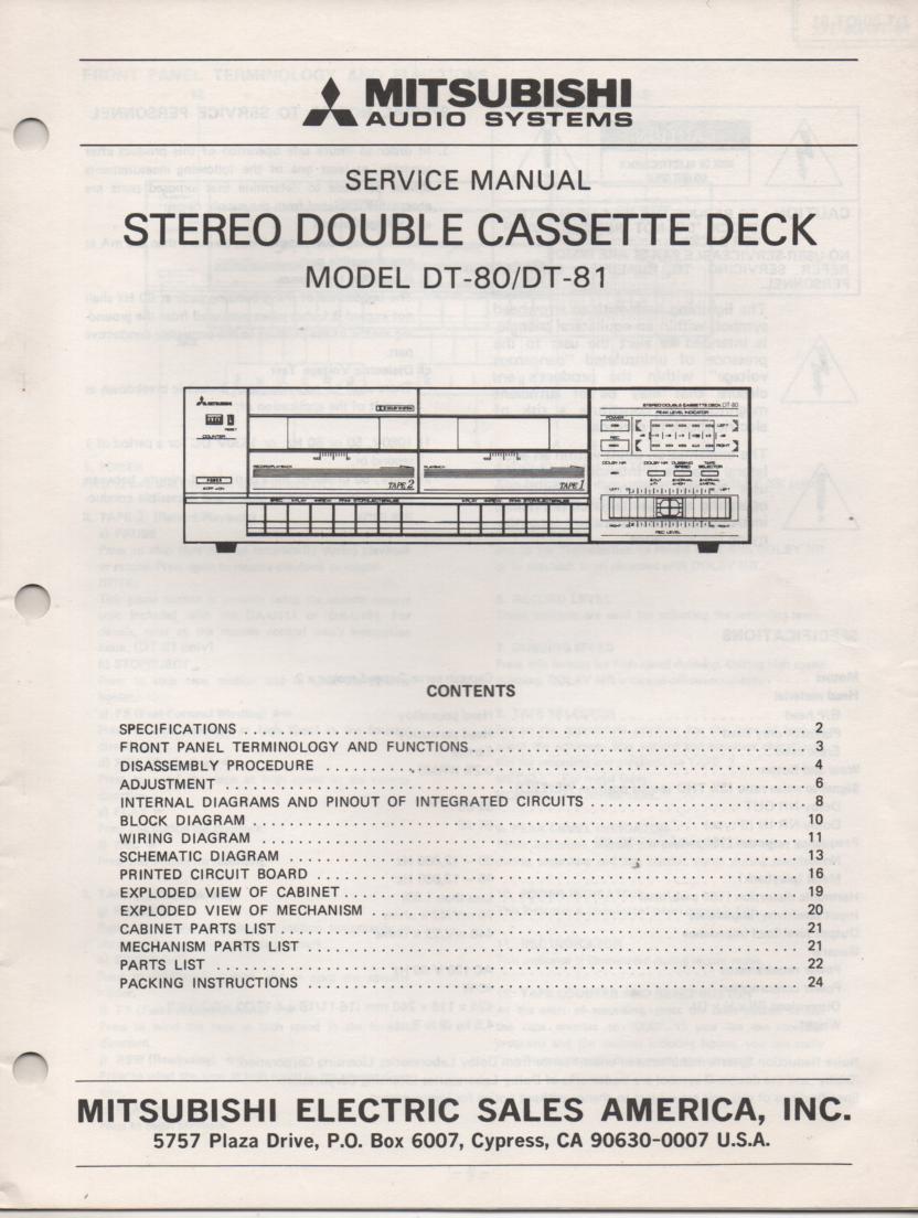 DT-80 DT-81 Cassette Deck Service Manual 