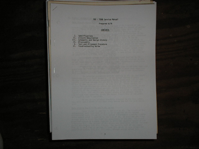 700 700B Power Amplifier Service Manual for Serial # 0 thru 773-200
