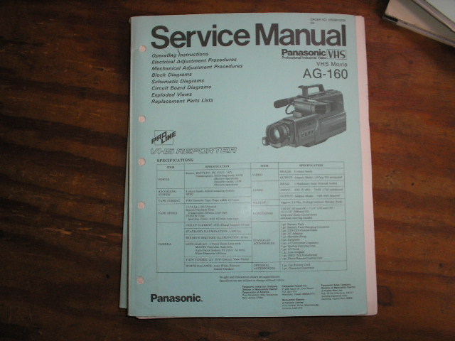 AG-160 VHS Camcorder Service Manual