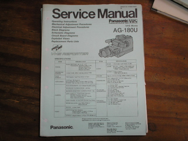 AG-180U VHS Camcorder Service Manual