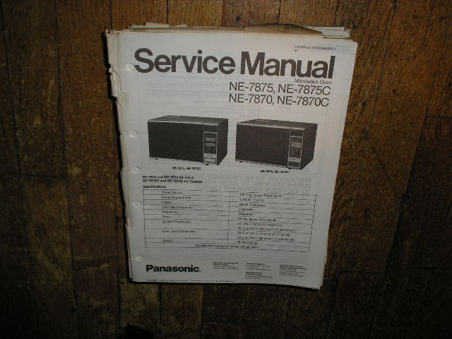 NE-7870 NE-7870C NE-7875 NE-7875C Microwave Oven Service Repair Manual