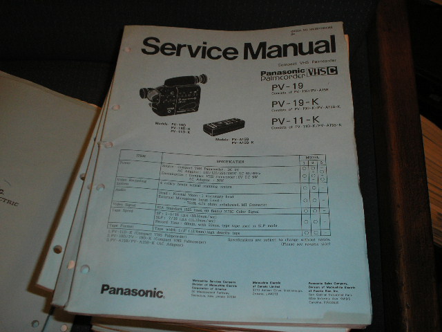 PV-11-K PV-19 PV-19-K VHS-C Camcorder Service Manual
