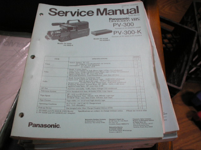 PV-300 PV-300-K VHS-C Camcorder Service Manual