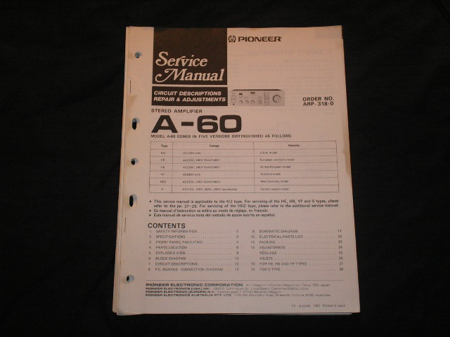 A-60 Amplifier Service Manual
