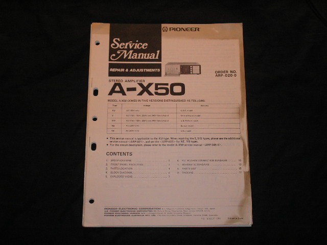 A-X50 Amplifier Service Manual