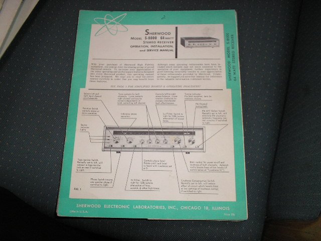 S-8000 STEREO RECEIVER Operation,Installation,Service Manual. for Serial no. 825001 and up.  