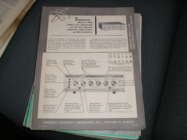 S-4400  Amplifier Operation,Installation,Service Manual for Serial no. 946,000 and up. Tubes are 4 7189 or 6BQ5or EL84 1 5AR4 or GX34 1 7199 5 12AX7 or ECC83
