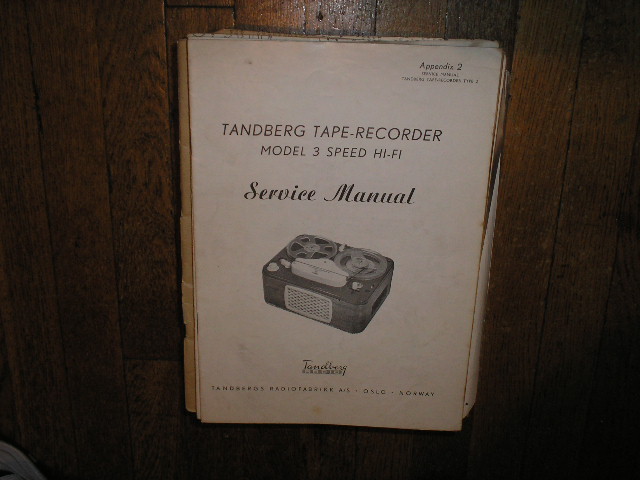Model 3 Hi-Fi Tape Recorder Service Manual.. Also Need Type 2 Manual 1 to complete this set..