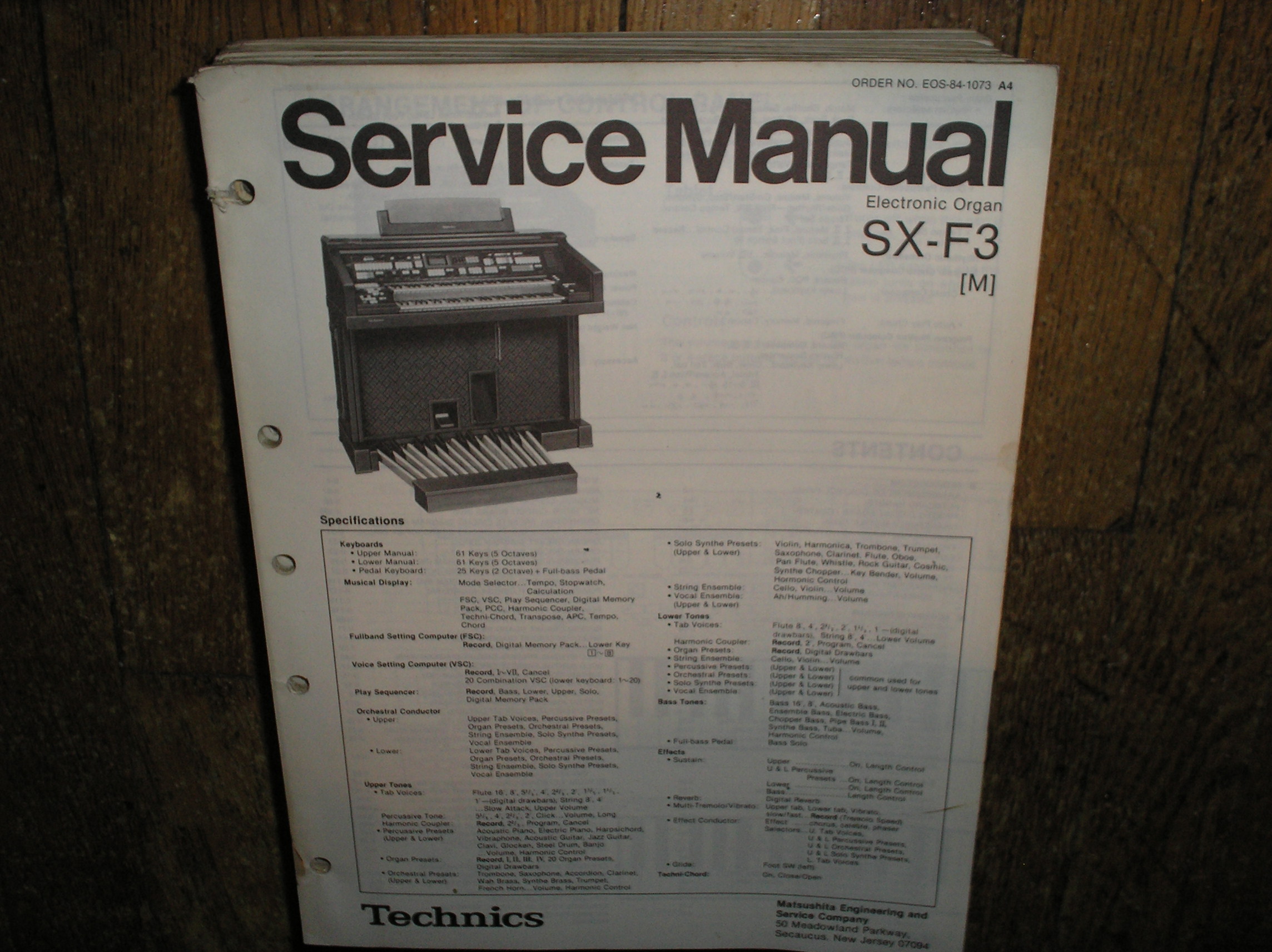 SX-F3 SX-F3M Electric Organ Service Manual