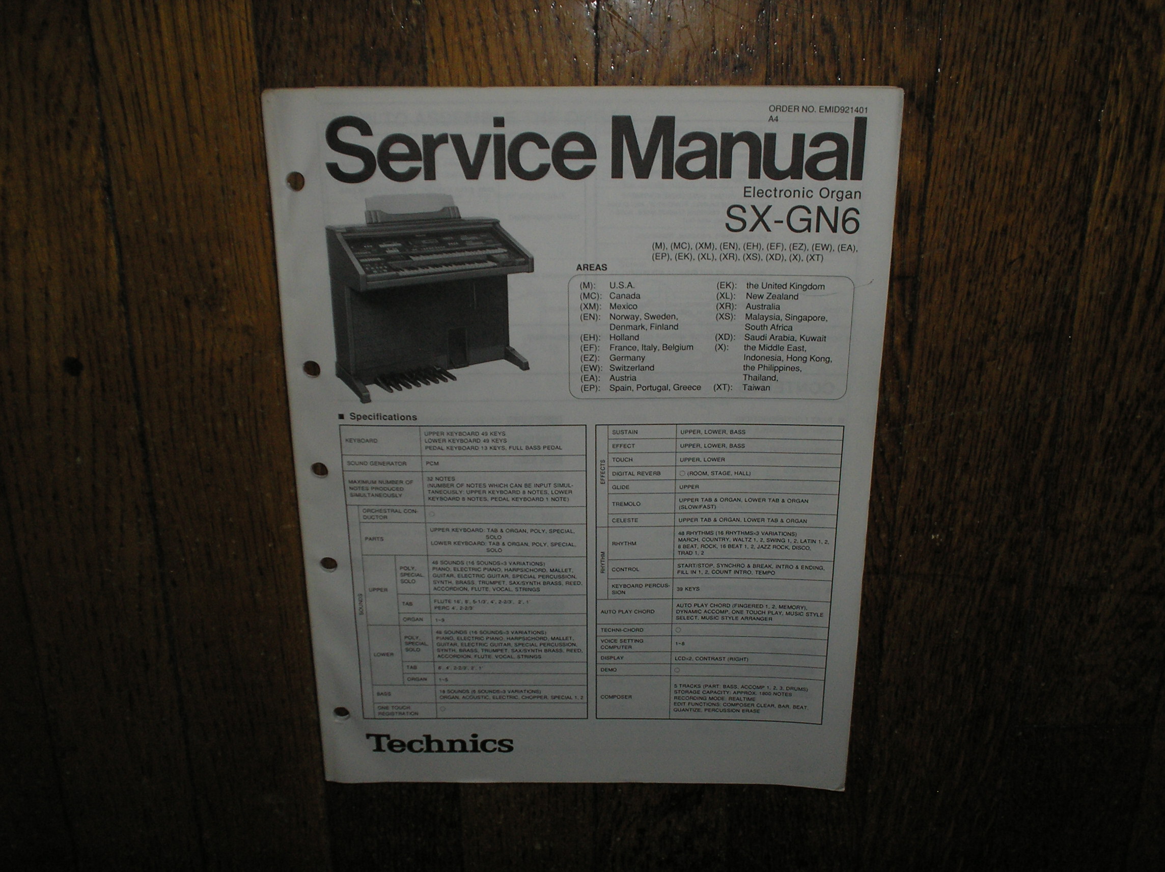 SX-GN6 Electric Organ Service Manual