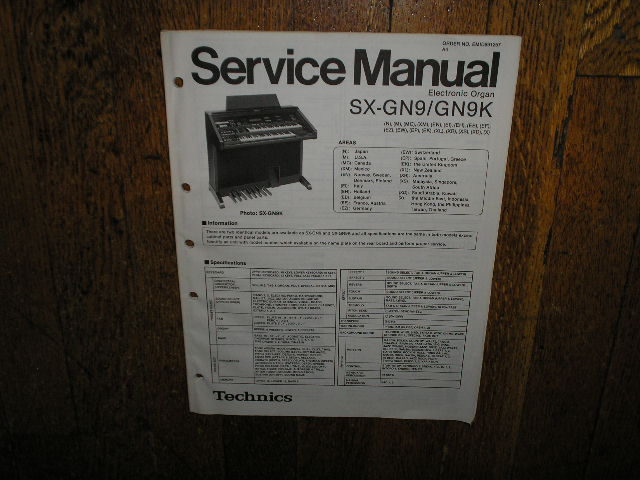 SX-GN9 SX-GN9K Electric Organ Service Manual