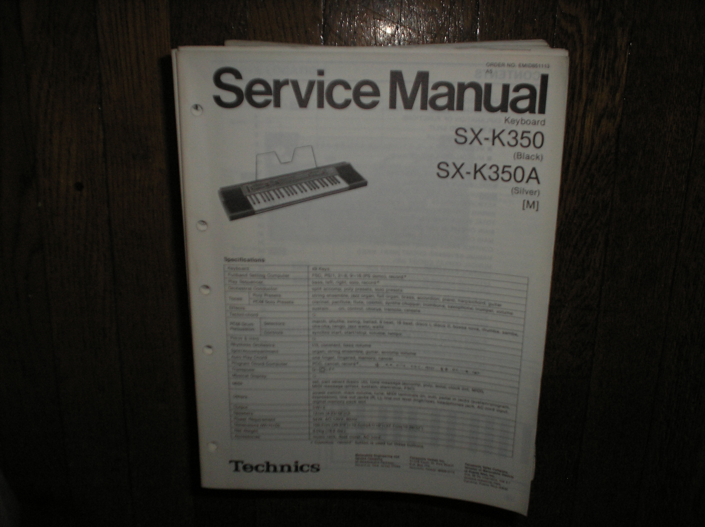 SX-K350 SX-K350A Electric Organ Service Manual