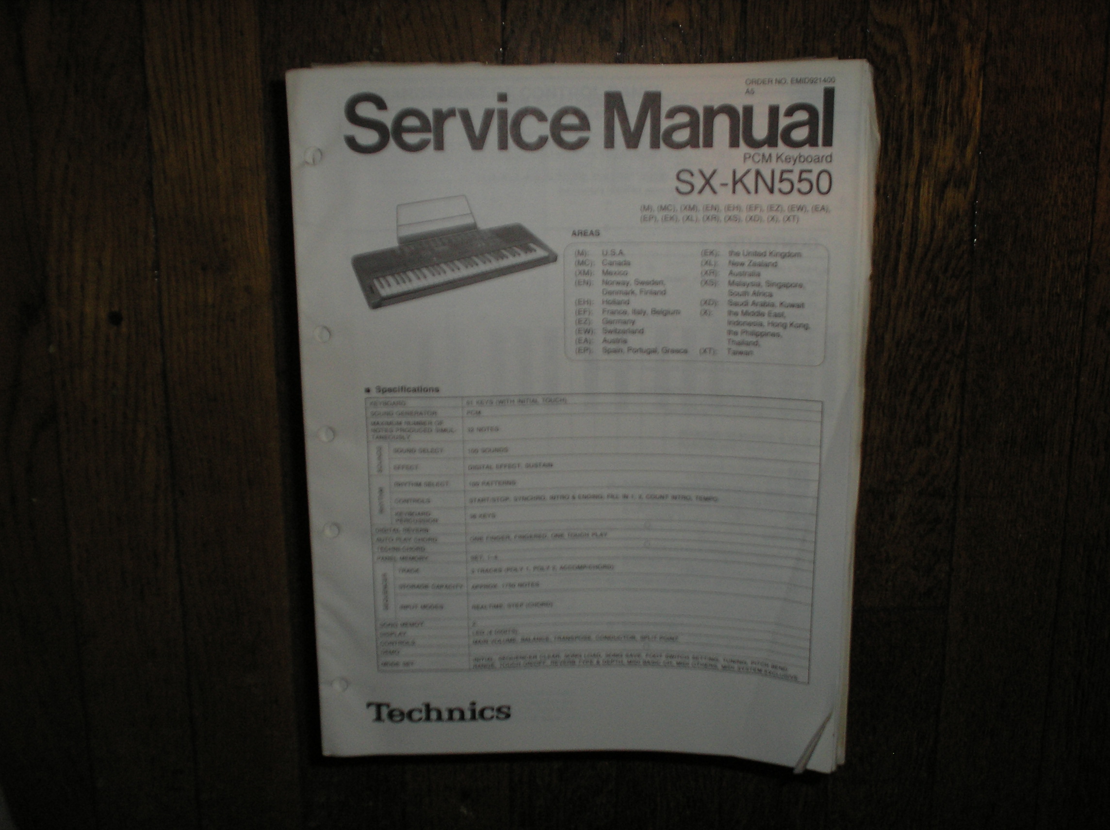 SX-KN550 PCM Keyboard Service Manual