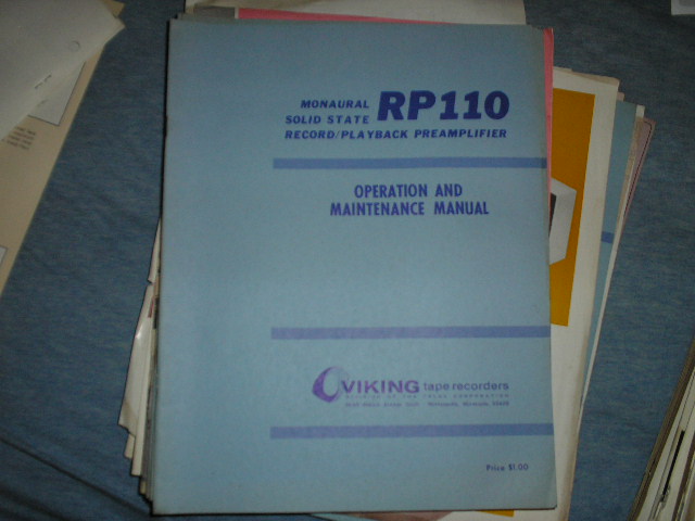 Viking RP110 Record Playback Amplifier Operating Instruction Manual