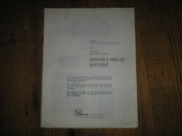 88 880 Tape Transport Operating Instruction Manual and Parts List Supplement.  With PA-22 Schematic 
