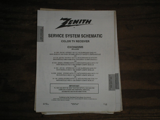 C-3 CM-143/C A B Chassis TV Service Diagram Television Service Information With Schematics 