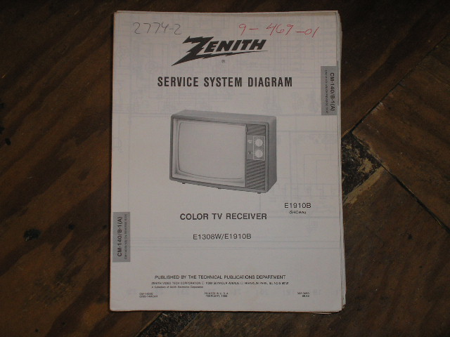 E1308W E1910B TV Service Diagram CM-140 B-1 A B Chassis Television Service Information With Schematics