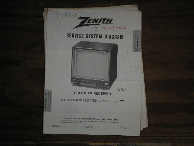 SD1327W3 SD1327Y SD1327Y3 TV Service Diagram CM-139 B-1 K L Chassis Television Service Information With Schematics