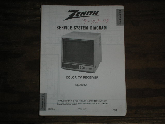 SE0921A TV Service Diagram CM-140 B-0 C D Chassis Television Service Information With Schematics
