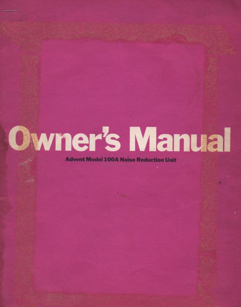 100A Noise Reduction Unit Owners Instruction Manual
