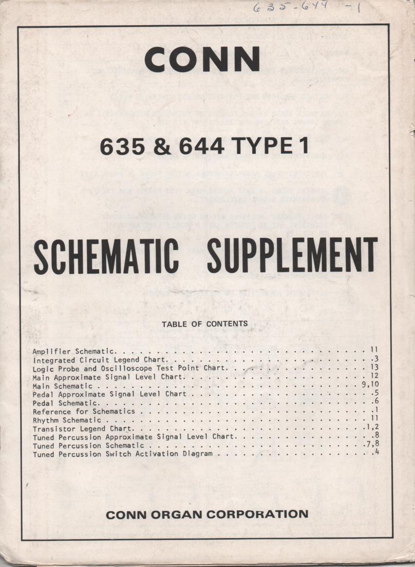 635 644 Type 1 Organ Service Manual