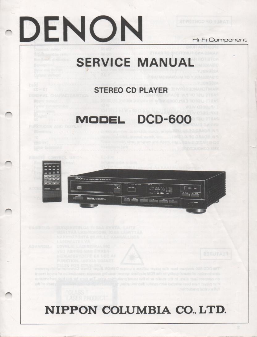 DCD-600 CD Player Service Manual