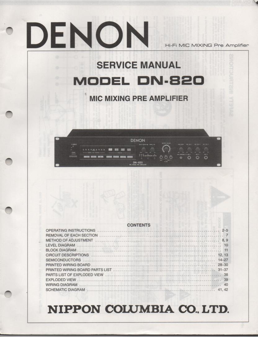 DN-820 Microphone Mixing Pre-Amplifier Service Manual  DENON
