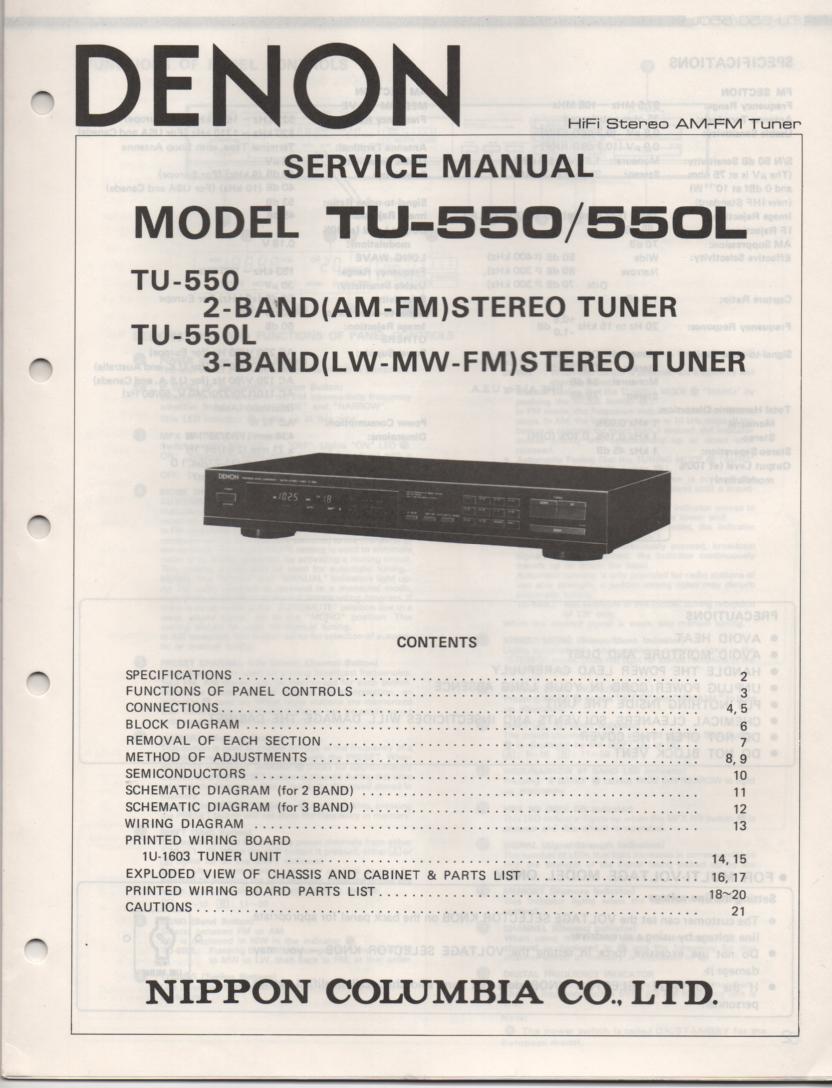 TU-550 TU-550L Tuner Service Manual