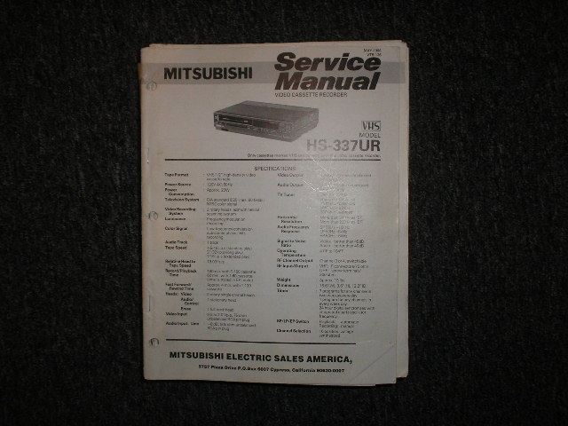 HS-337UR VCR Service Manual