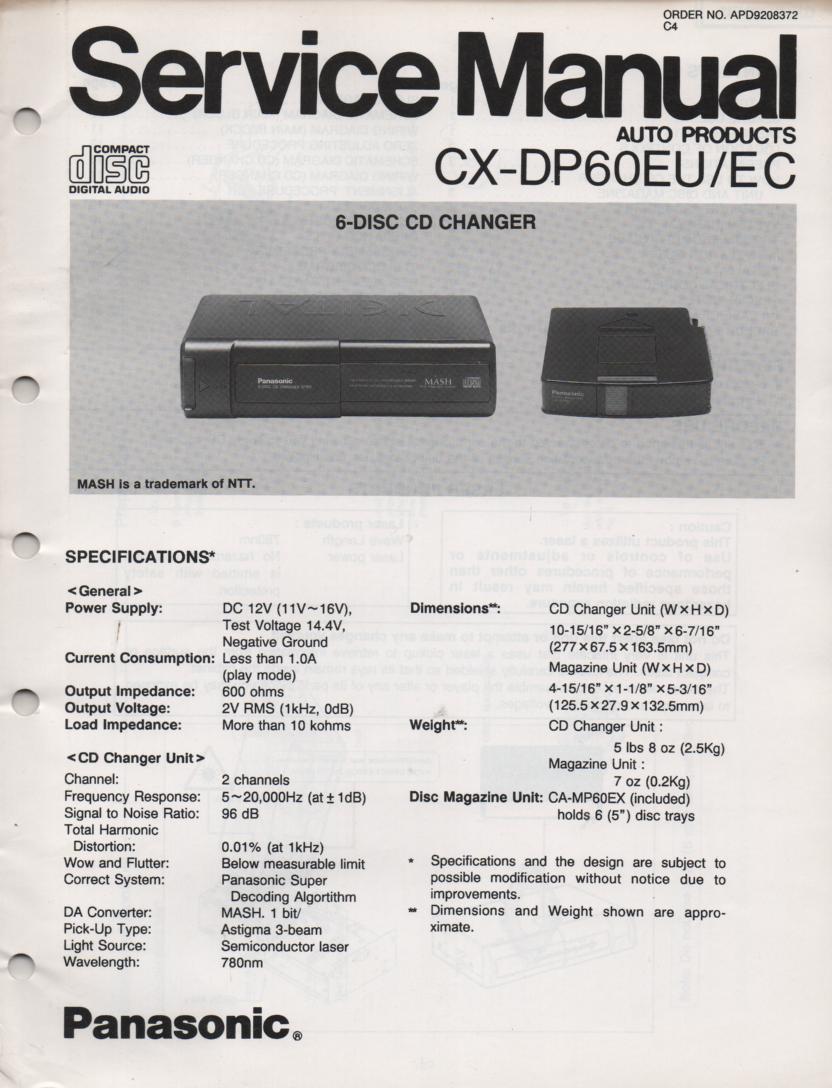CX-DP60EU CX-DP60EC 6 Disc CD Player Service Manual 