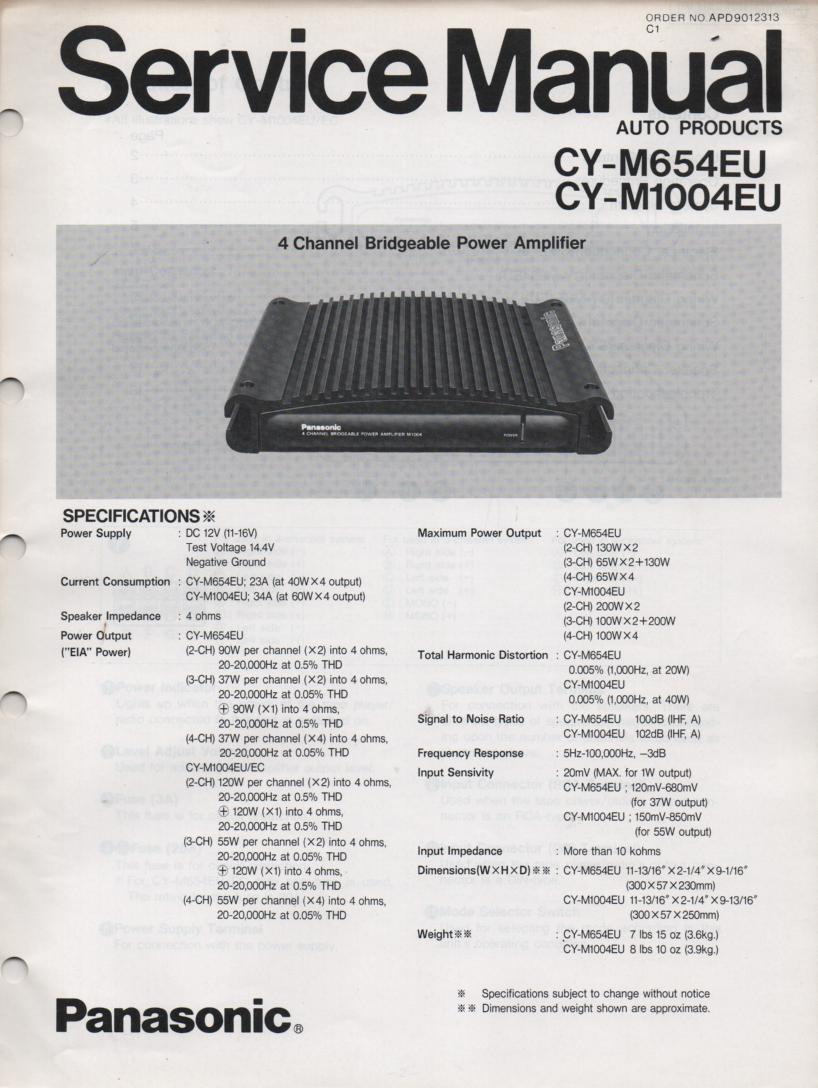 CY-M654EU CY-M1004EU Power Amplifier Service Manual 