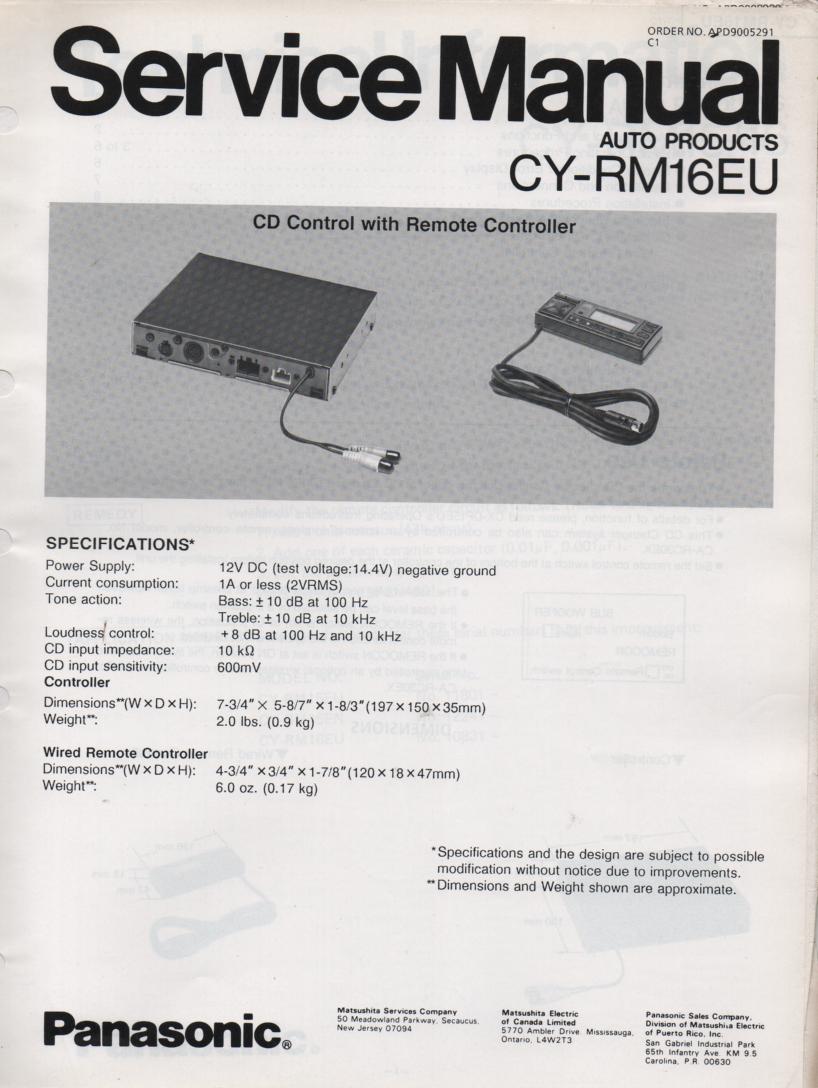 CY-RM16EU CD Controller Service Manual 
