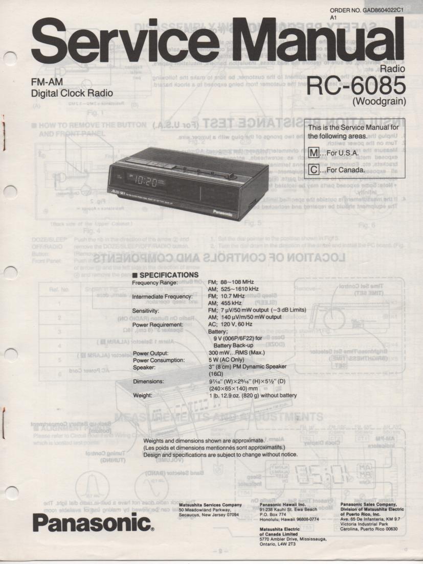 RC-6085C RC-6085M Digital Clock Radio Service Manual