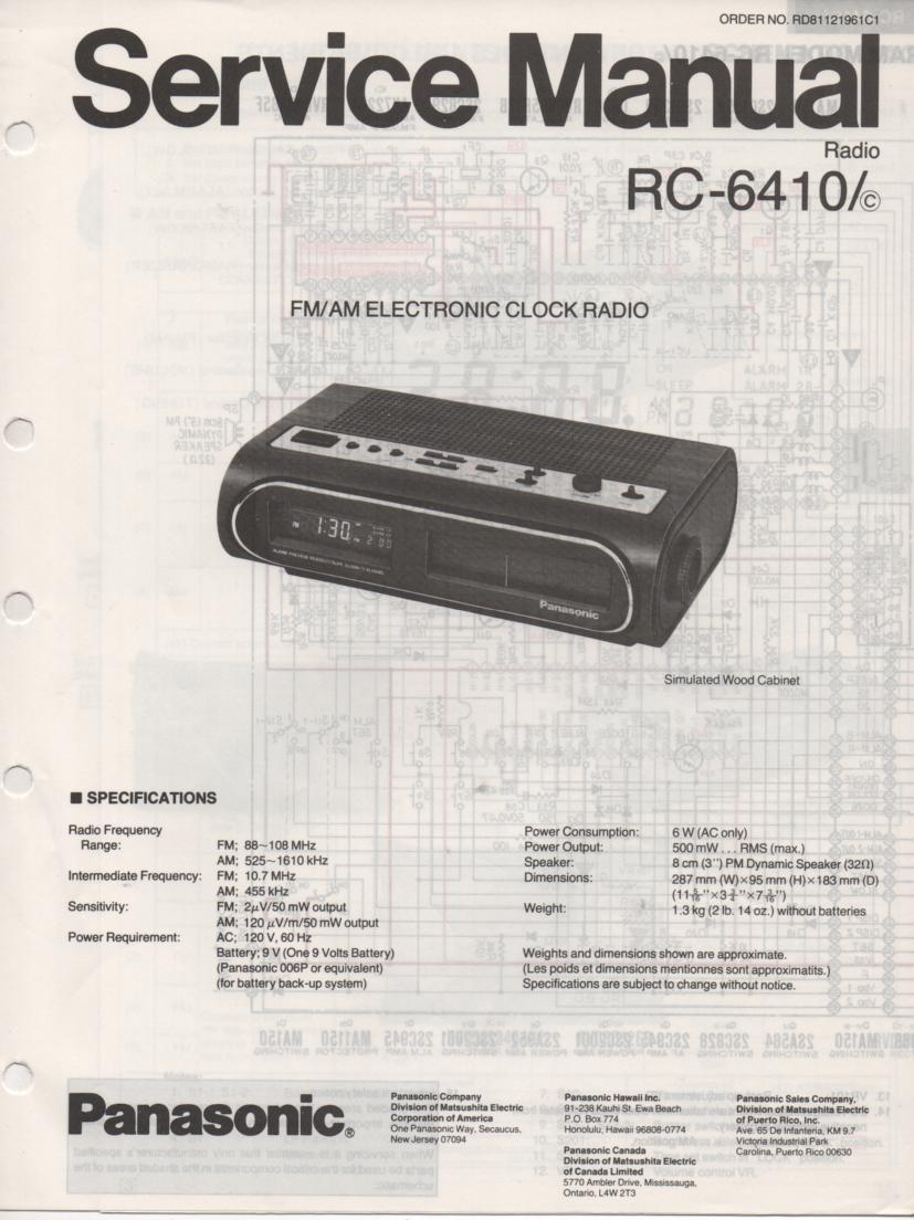 RC-6410 RC-6410C Digital Clock Radio Service Manual