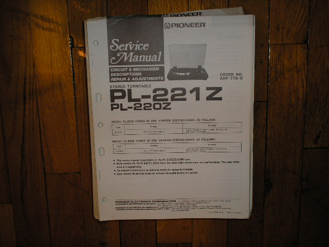 Pioneer Pl-220 Service Manual