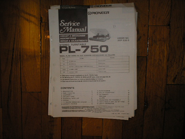 PL-750 Turntable Service Manual