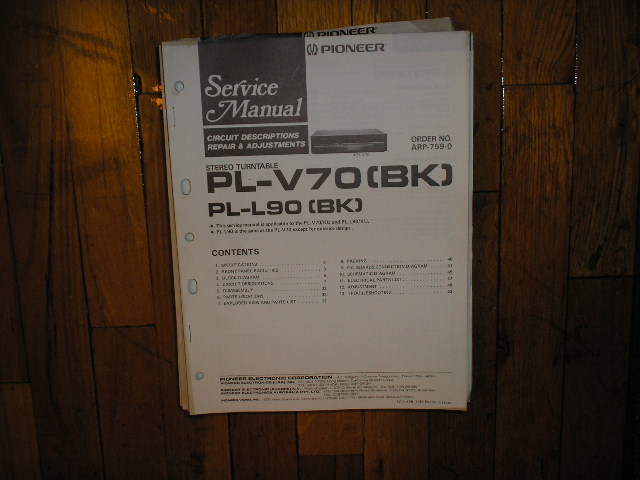 PL-V70 PL-V70BK Turntable Service Manual