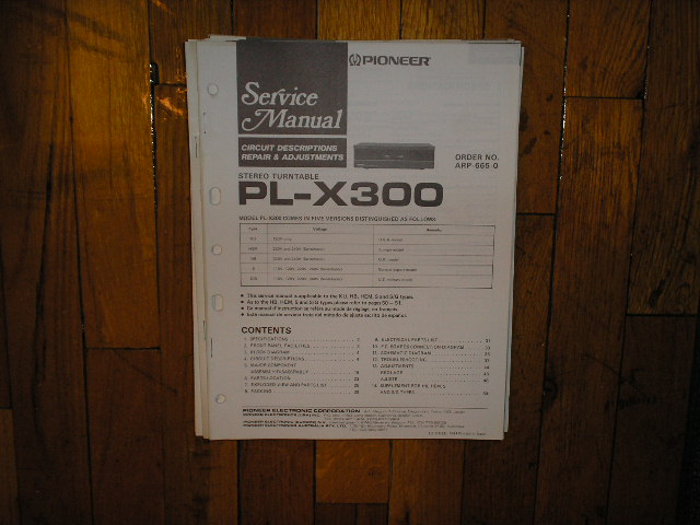 PL-X300 Turntable Service Manual  Pioneer